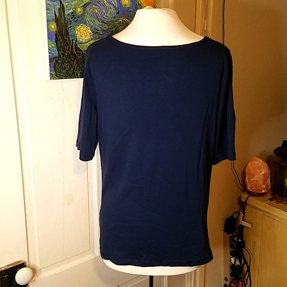 Jones New York Navy Blue XL Blouse w/ 1/2 Sleeves - Picture 7 of 7